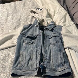 Hollister Denim Jacket with Gray Hoodie